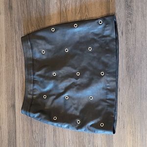 H&M Black Leather Skirt with Metal Detailing